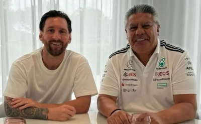 "Chiqui" Tapia visita a Lionel Messi en Miami